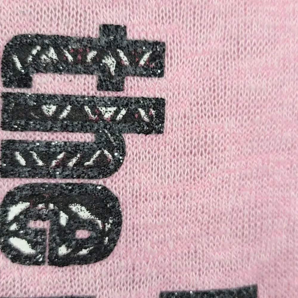 Justice Girls Pink Glitter Knot Front Shirt “Kind Is The New Cool” Slub Knit 8